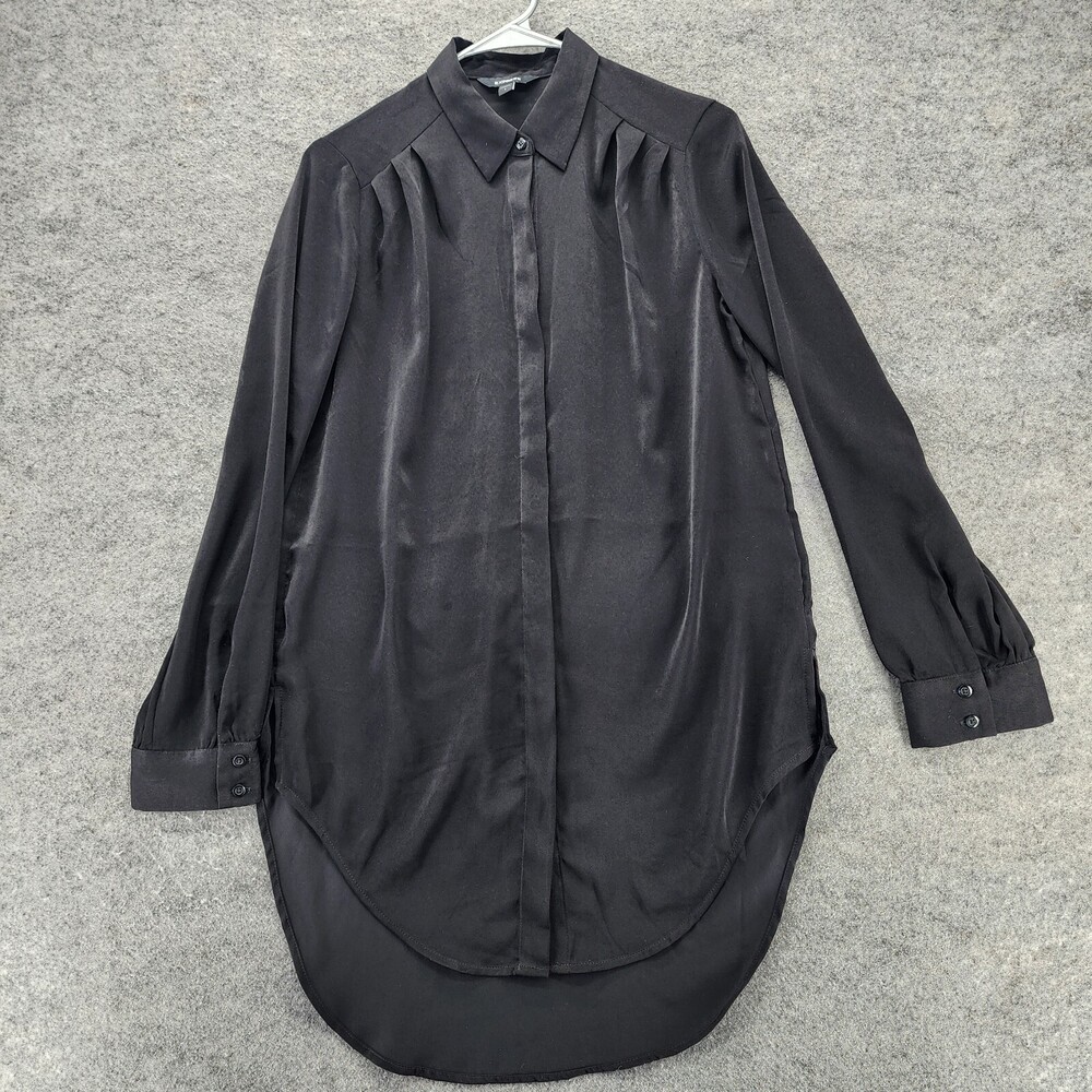 Express Dress Womens Small Button Front Long Sleeve Black